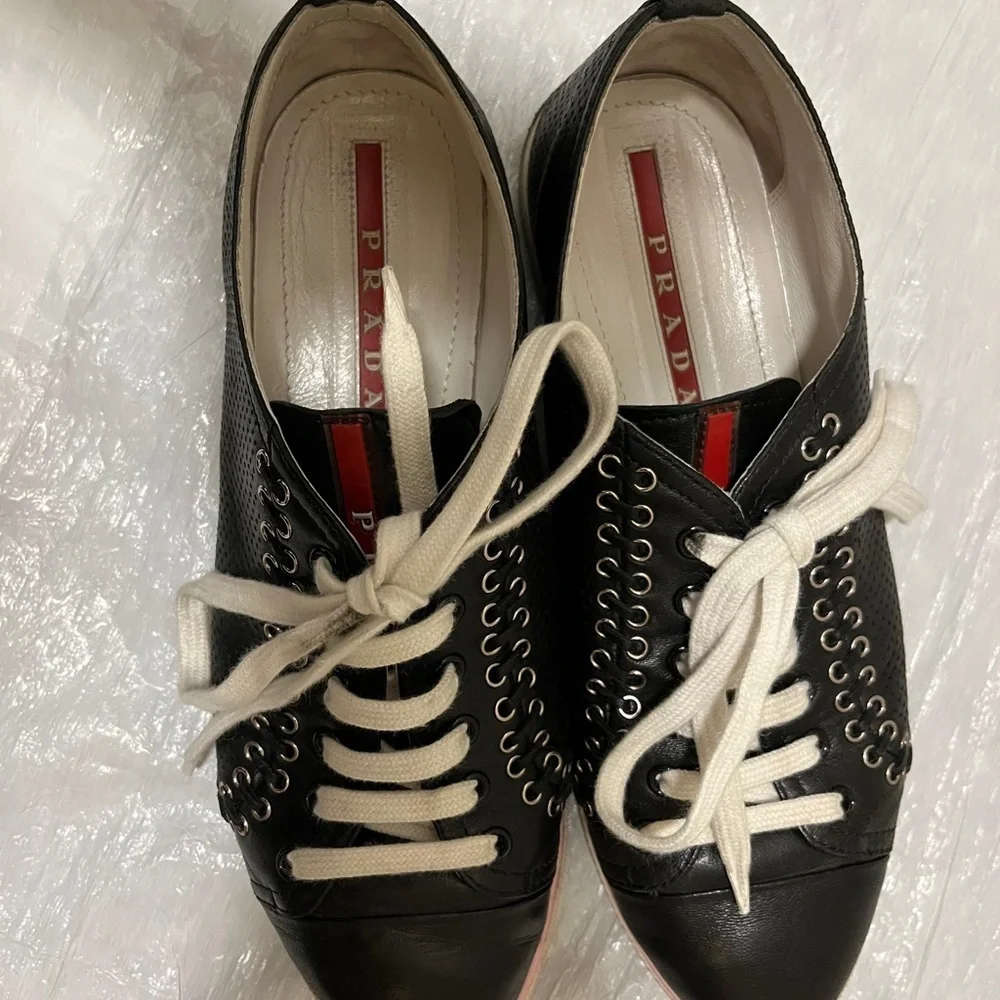 Prada Black and White Women's Sneakers - Picture 3 of 15